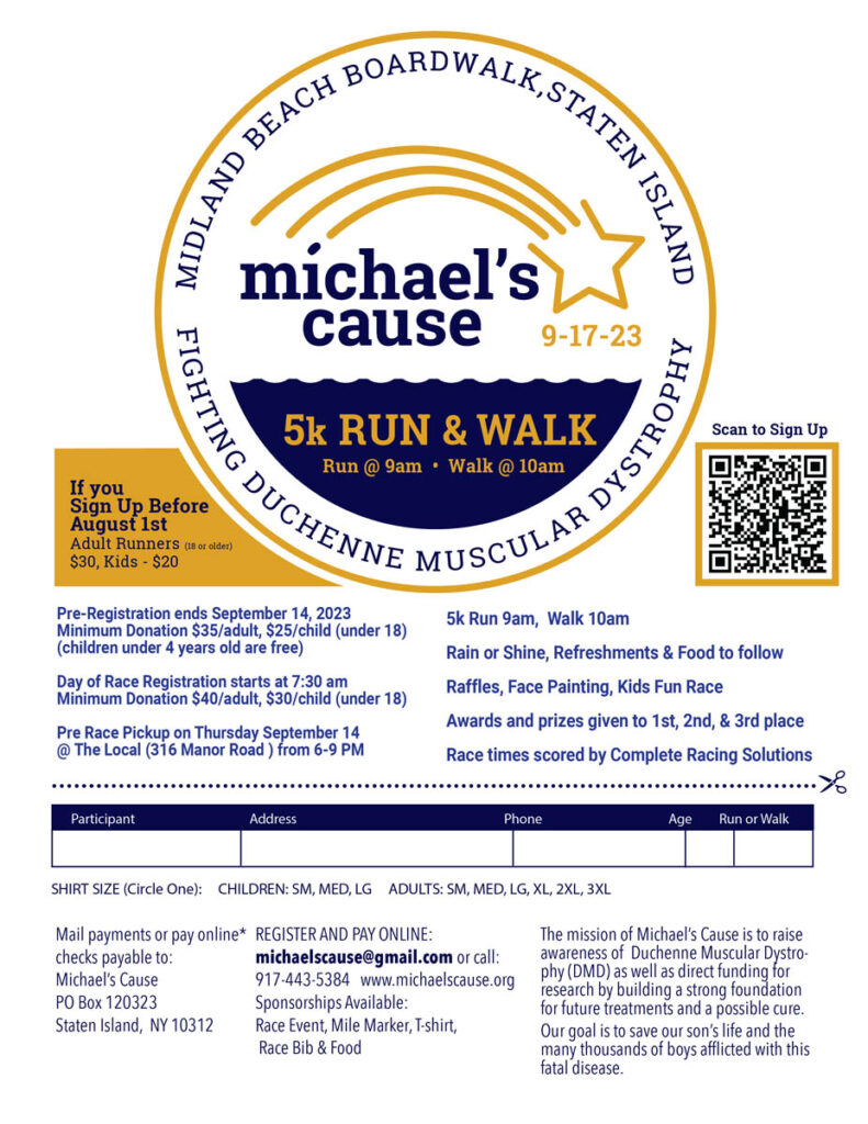 Michael's Cause - 5k Run & Walk 2023 Registration Info. Run@ 9am, Walk @ 10am. Midland Beach Boardwalk 9-17-2023
